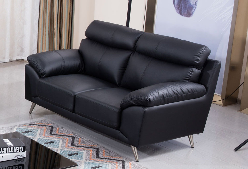 American Eagle Furniture - EK528 Black Top Grain Leather Loveseat - EK528-B-LS