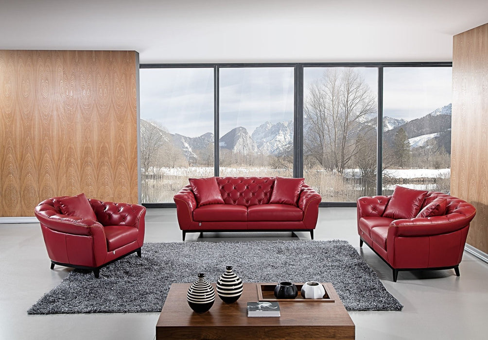 American Eagle Furniture - EK093 Red Italian Full Leather Chair - EK093-RED-CHR
