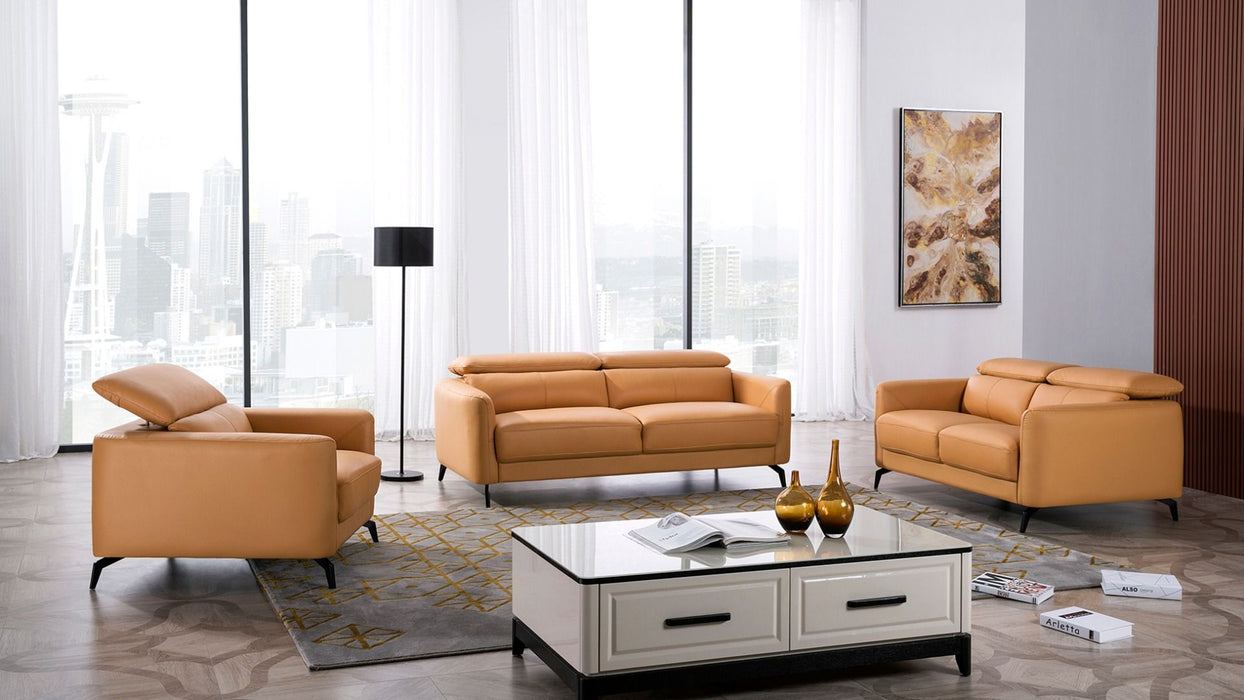American Eagle Furniture - EK155 Yellow Genuine Leather Loveseat -  EK155-YO-LS