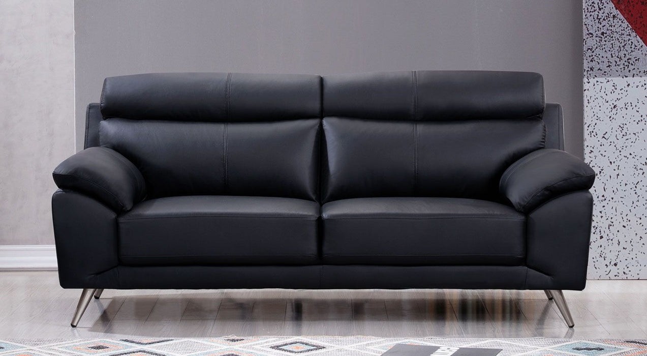 American Eagle Furniture - EK528 Black Top Grain Leather Sofa - EK528-B-SF - GreatFurnitureDeal