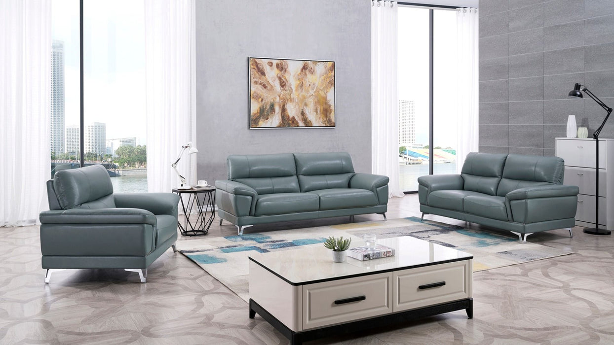 American Eagle Furniture - EK151 Light Grayish Blue Genuine Leather Loveseat - EK151-LGB-LS