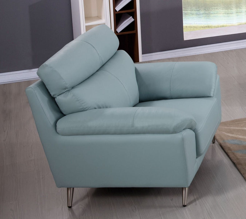 American Eagle Furniture - EK528 Light Blue Top Grain Leather 3 Piece Living Room Set - EK528-LB-SLC - GreatFurnitureDeal
