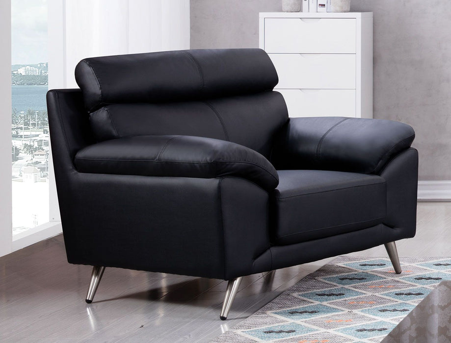 American Eagle Furniture - EK528 Black Top Grain Leather 3 Piece Living Room Set - EK528-B-SLC