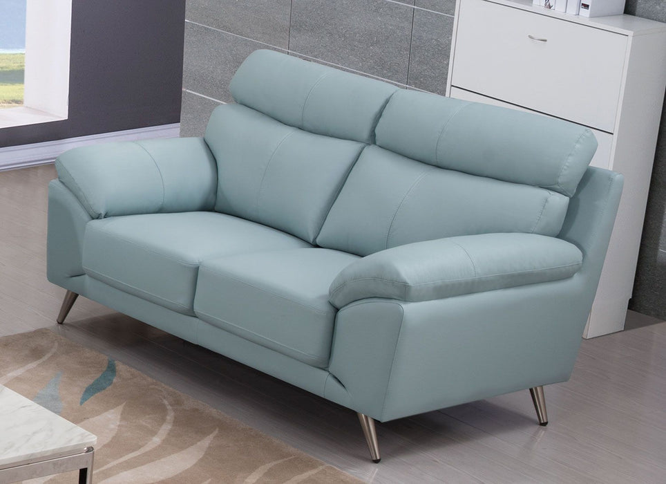 American Eagle Furniture - EK528 Light Blue Top Grain Leather 2 Piece Sofa Set - EK528-LB-SL