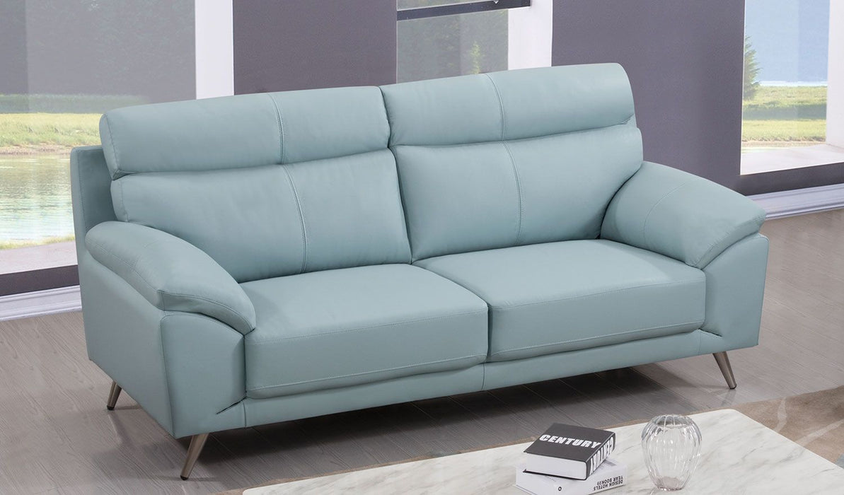 American Eagle Furniture - EK528 Light Blue Top Grain Leather 2 Piece Sofa Set - EK528-LB-SL
