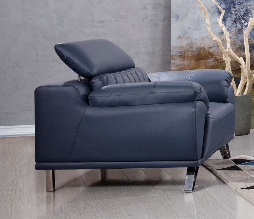American Eagle Furniture - EK529 Navy Blue Top Grain Leather Chair - EK529-NB-CHR - GreatFurnitureDeal