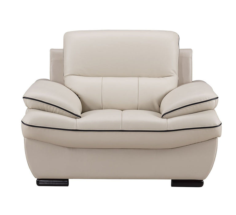 American Eagle Furniture - EK-B305 Light Gray Genuine Leather Chair - EK-B305-LG.BK-CHR - GreatFurnitureDeal