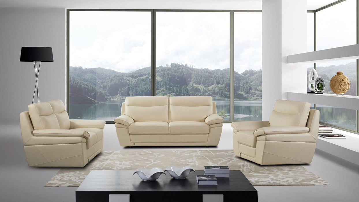 American Eagle Furniture - EK092 Cream Italian Leather Loveseat - EK092-CRM-LS
