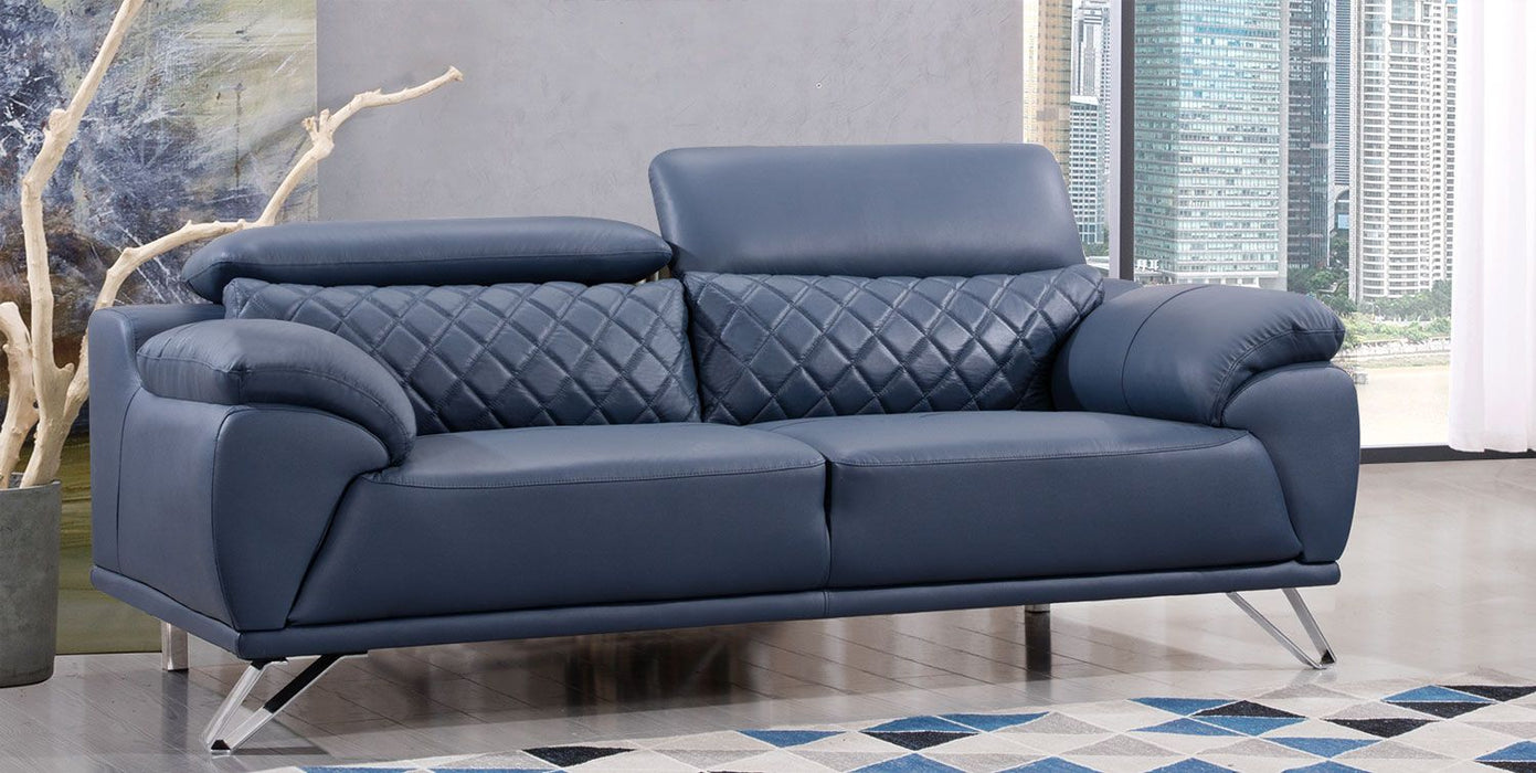 American Eagle Furniture - EK529 Navy Blue Top Grain Leather 2 Piece Sofa Set - EK529-NB-SL