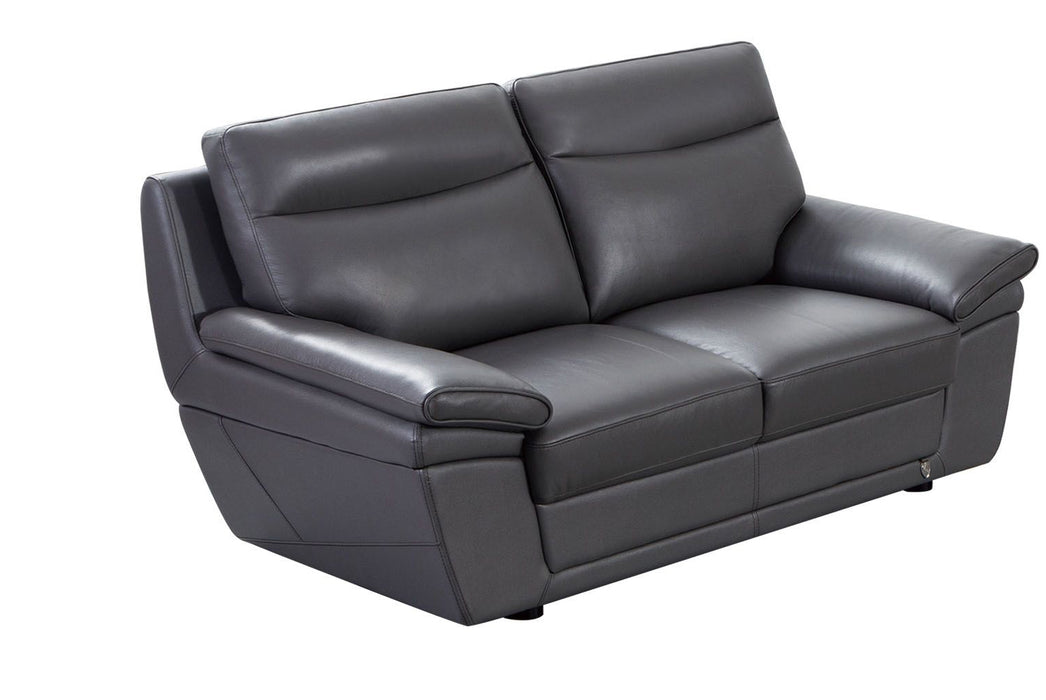 American Eagle Furniture - EK092 Gray Italian Leather Loveseat - EK092-GR-LS - GreatFurnitureDeal