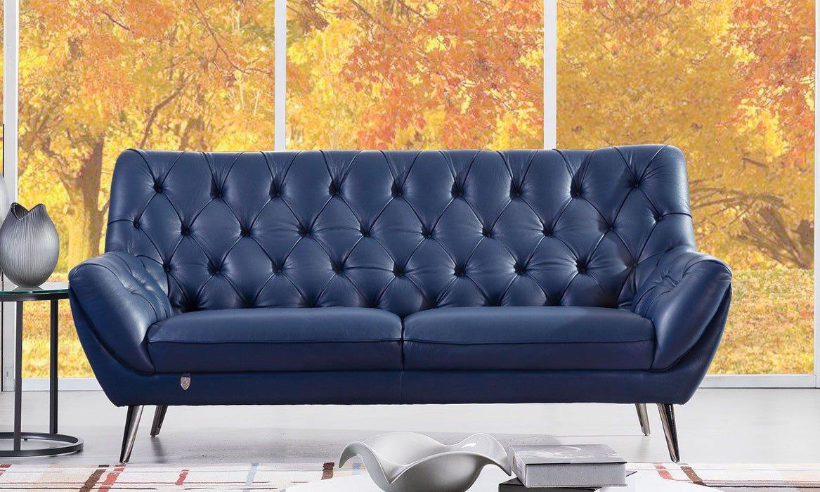 American Eagle Furniture - EK8003 Navy Blue Italian Leather Sofa - EK8003-NB-SF