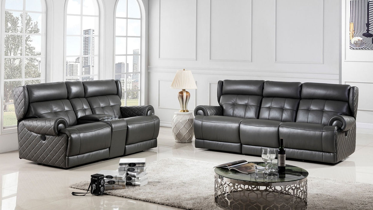American Eagle Furniture - EK697 Gray Italian Leather Loveseat - EK697-GR-LS