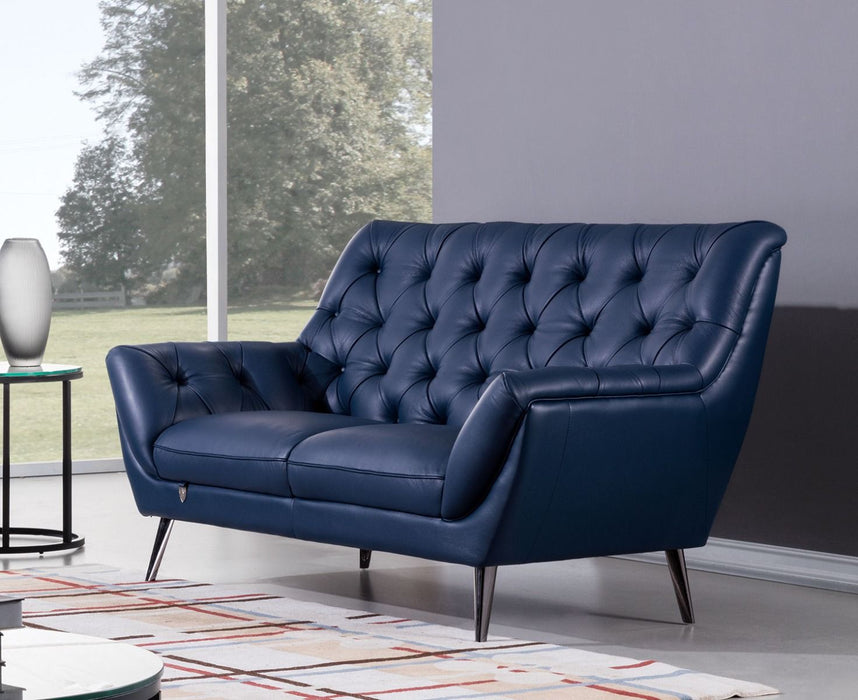 American Eagle Furniture - EK8003 Navy Blue Italian Leather Loveseat - EK8003-NB-LS - GreatFurnitureDeal