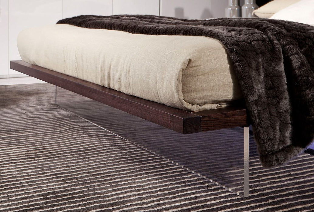 VIG Furniture - Volterra Contemporary Brown Oak and White Eastern King Floating Bed w/ Lights - VGWCSG-B01-EK - GreatFurnitureDeal