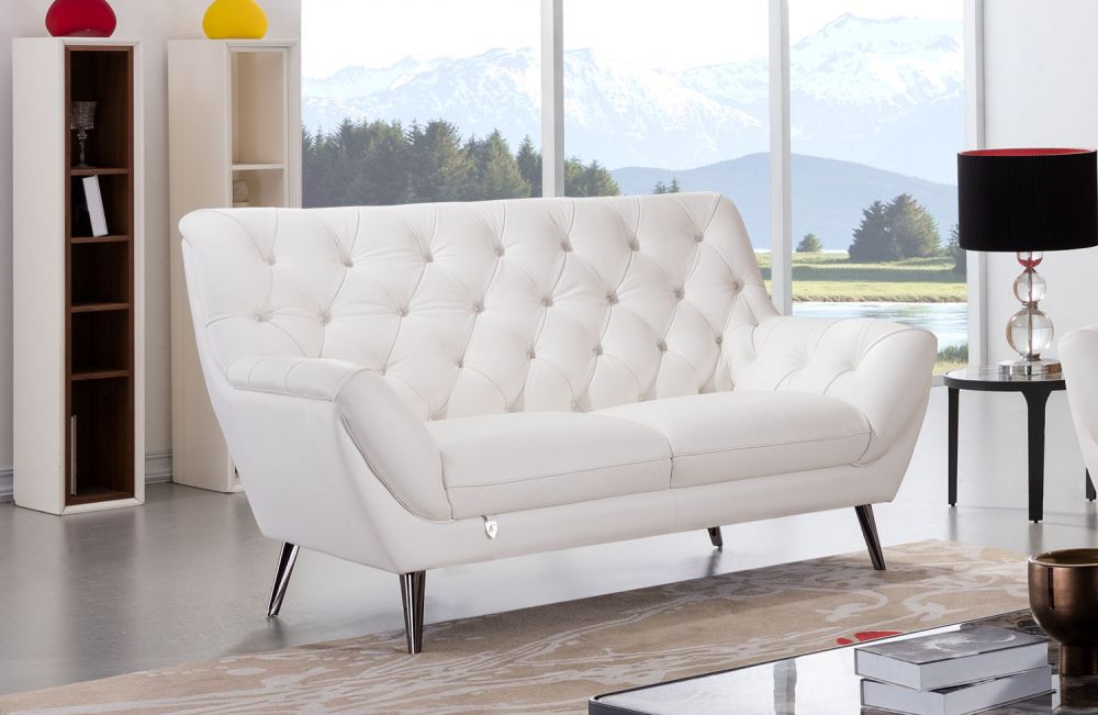 American Eagle Furniture - EK8008 White Italian Leather 3 Piece Living Room Set -EK8003-W-SLC - GreatFurnitureDeal