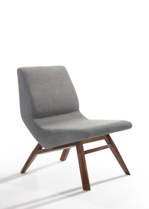 VIG Furniture - Modrest Whitney Modern Grey & Walnut Accent Chair & Ottoman - VGMAMI-558-GRY - GreatFurnitureDeal
