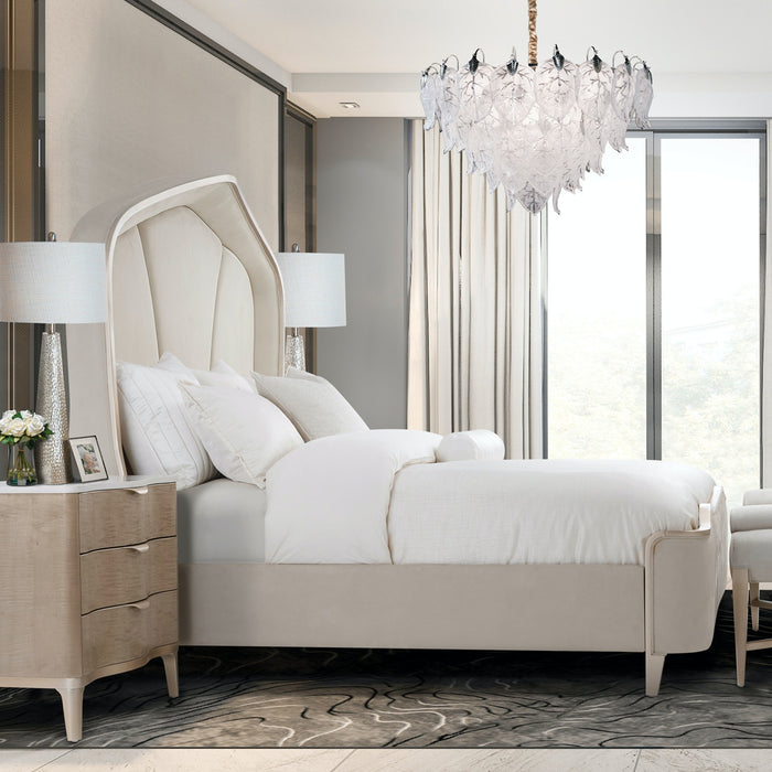 AICO Furniture - Malibu Crest"Cal.King Curved Panel Bed in Chardonnay - N9007000CK3CR-822 - GreatFurnitureDeal