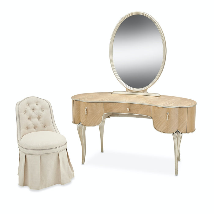 AICO Furniture - Villa Cherie Vanity/Desk w/Mirror & Chair in Caramel - N9008000VAN3-134 - GreatFurnitureDeal