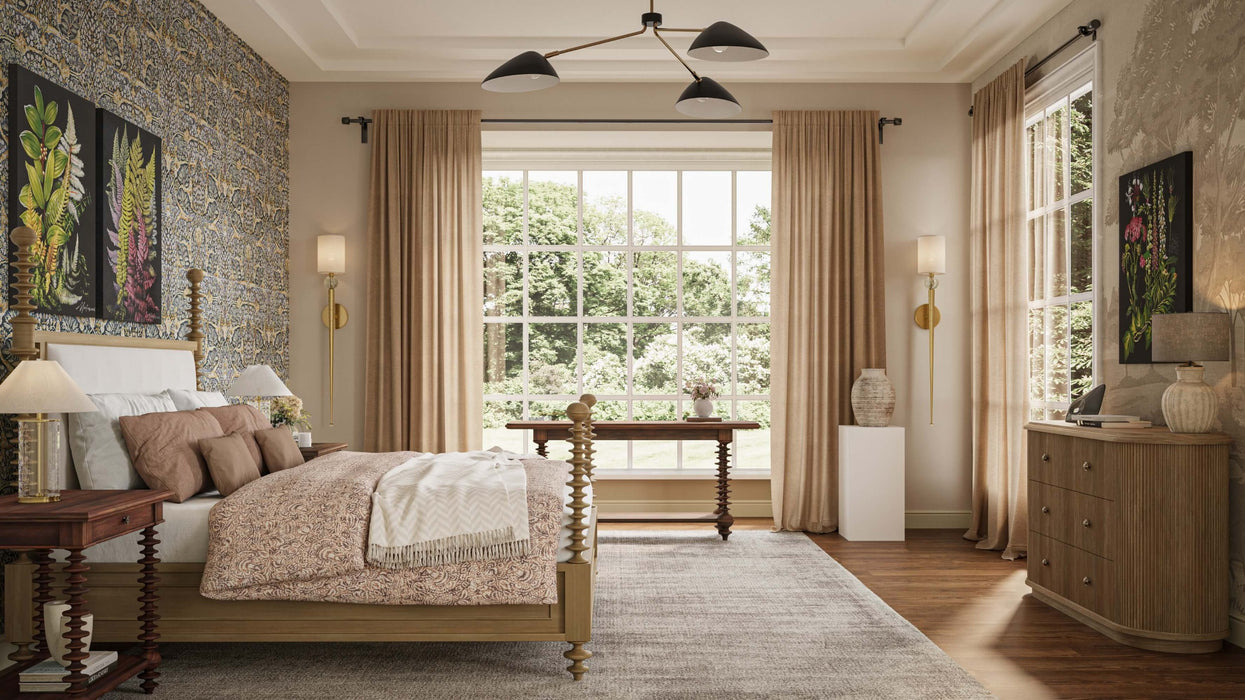 Bramble - Milano Upholstered King Bed In Fruitwood w/ Arctic White Performance Fabric - 28679FRWSF204---- - GreatFurnitureDeal