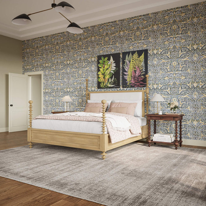 Bramble - Milano Upholstered King Bed In Fruitwood w/ Arctic White Performance Fabric - 28679FRWSF204---- - GreatFurnitureDeal