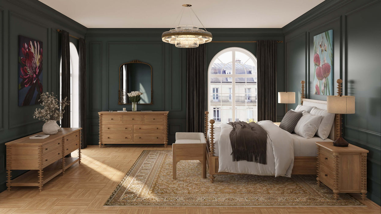 Bramble - Milano Upholstered King Bed In Fruitwood w/ Arctic White Performance Fabric - 28679FRWSF204---- - GreatFurnitureDeal