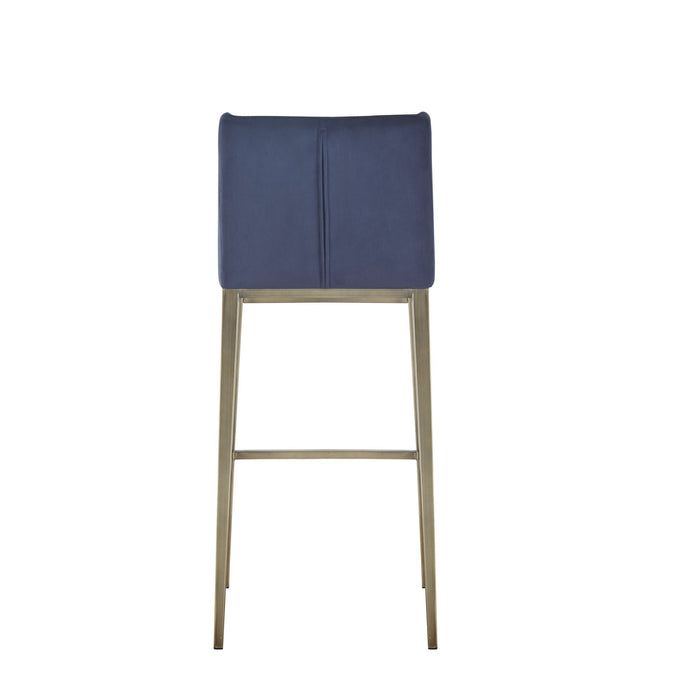 VIG Furniture - Modrest Mimi Contemporary Blue Velvet & Antique Brass Bar Stool (Set of 2) - VGGAGA-6544CH-BLU-BS - GreatFurnitureDeal