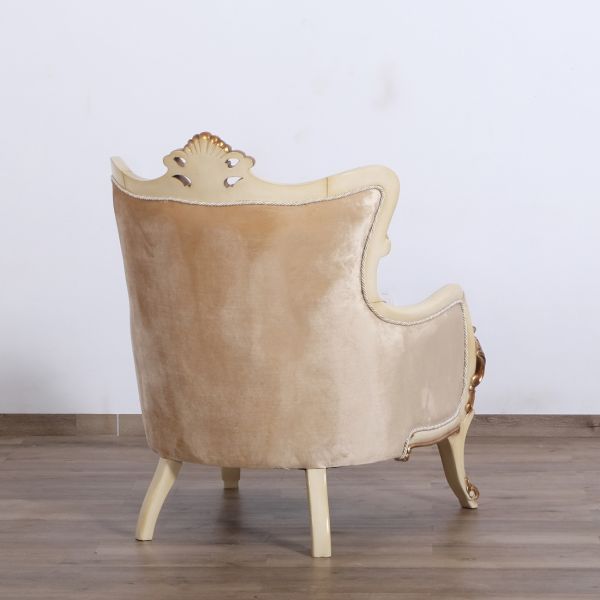 European Furniture - Veronica Luxury Chair in Antique Beige and Antique Dark Gold leaf - 47075-C - GreatFurnitureDeal