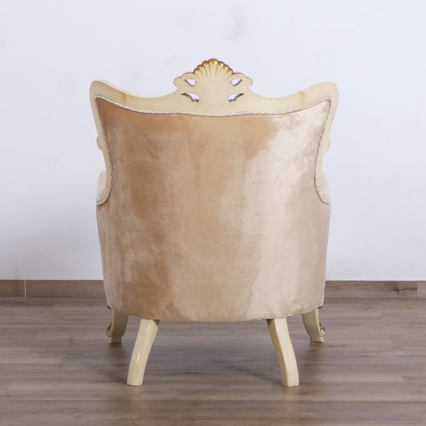 European Furniture - Veronica Luxury Chair in Antique Beige and Antique Dark Gold leaf - 47075-C - GreatFurnitureDeal