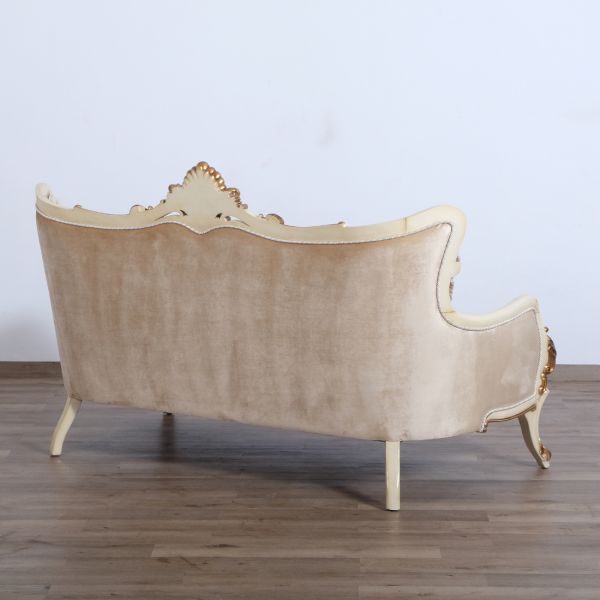 European Furniture - Veronica Luxury Sofa in Antique Beige and Antique Dark Gold leaf - 47075-S - GreatFurnitureDeal