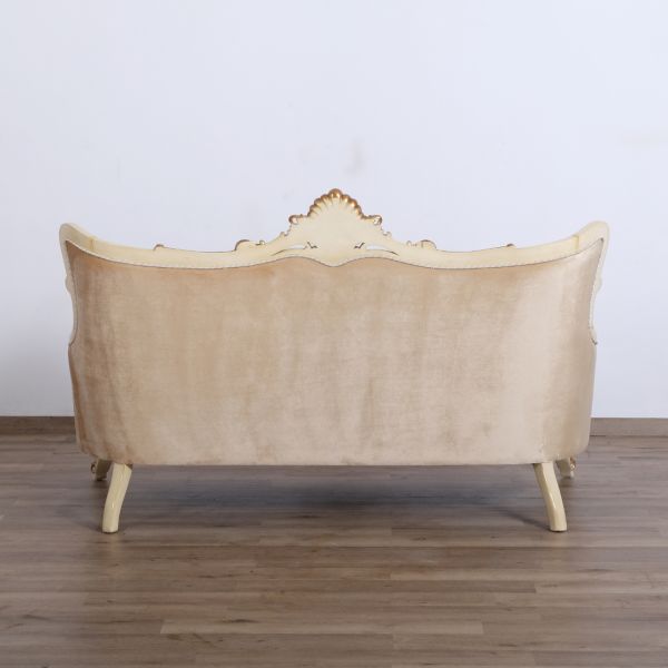 European Furniture - Veronica Luxury Loveseat in Antique Beige and Antique Dark Gold leaf - 47075-L - GreatFurnitureDeal