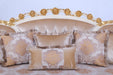 European Furniture - Valentine Luxury Sofa in Beige - Dark Gold Leafs - 45010-S - GreatFurnitureDeal