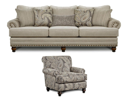 Southern Home Furnishings - Cary's Doe Sofa Set in Beige - 2820-KP 622 Cary's Doe - GreatFurnitureDeal