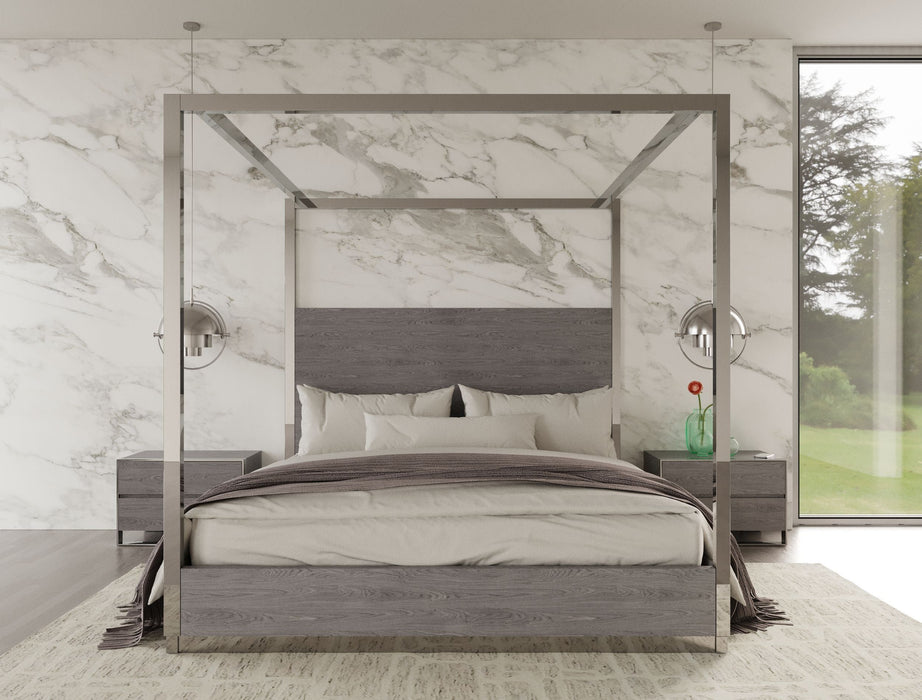 VIG Furniture - Modrest Arlene Modern Grey Elm & Stainless Steel Eastern King Bedroom Set - VGVCBD008A-SET-EK - GreatFurnitureDeal