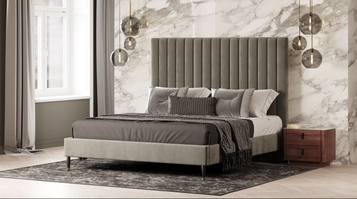 VIG Furniture - Modrest Hemlock Modern Grey Velvet California King Bed - VGKKB606X-GRY-BED-CK - GreatFurnitureDeal