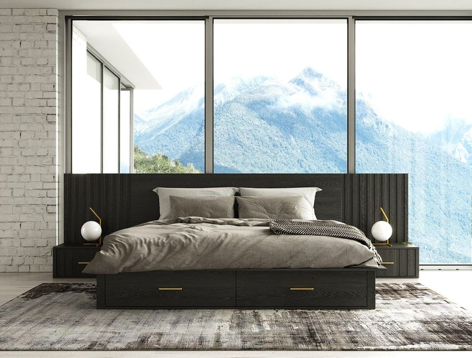 VIG Furniture - Modrest Manchester- Contemporary Platform Dark Grey Eastern King Bed with Drawers - VGWD-HLF2-BED-EK
