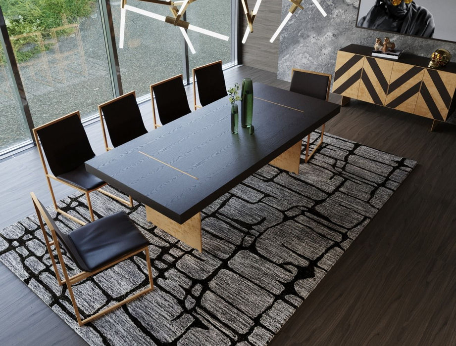 VIG Furniture - Modrest Perret Large Glam Black Ash Brushed Brass Dining Table - VGGMDT-1330D-LRG-BLK-DT - GreatFurnitureDeal