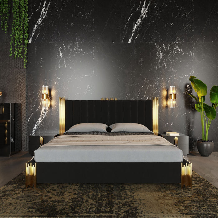 VIG Furniture - Modrest Token Modern Black & Gold Bedroom Set - VGVCBD815-SET-EK - GreatFurnitureDeal