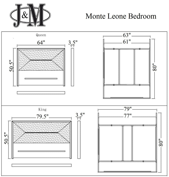J&M Furniture - The Monte Leone Grey Lacquer 3 Piece Eastern King Bedroom Set - 180234-EK-3SET-GREY LACQUER