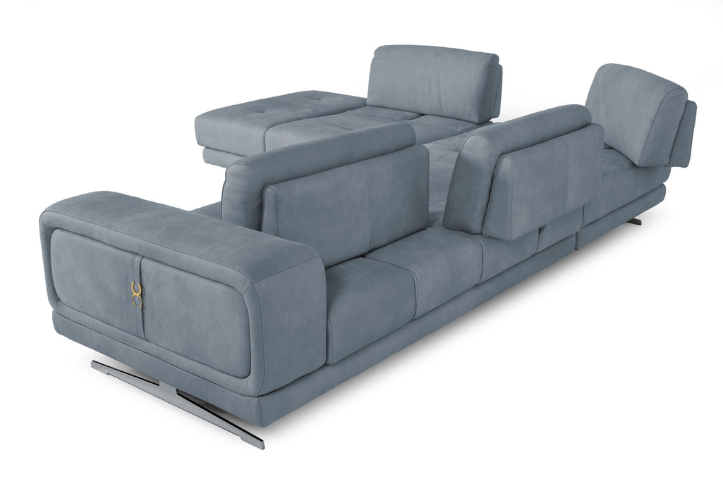 VIG Furniture - Coronelli Collezioni Mood Contemporary Blue Leather Left Facing Sectional Sofa - VGCCMOOD-SPAZIO-BLUE-LAF - GreatFurnitureDeal