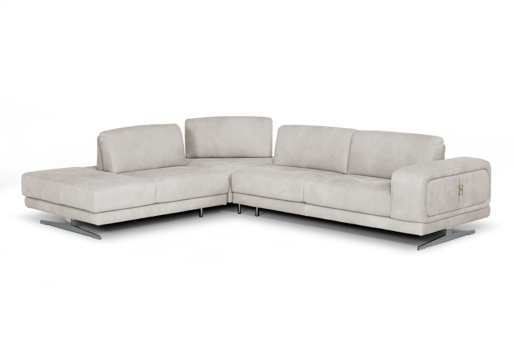 VIG Furniture - Coronelli Collezioni Mood Contemporary Light Grey Leather Left Facing Sectional Sofa - VGCCMOOD-SPAZIO-LT-GRY-LAF - GreatFurnitureDeal