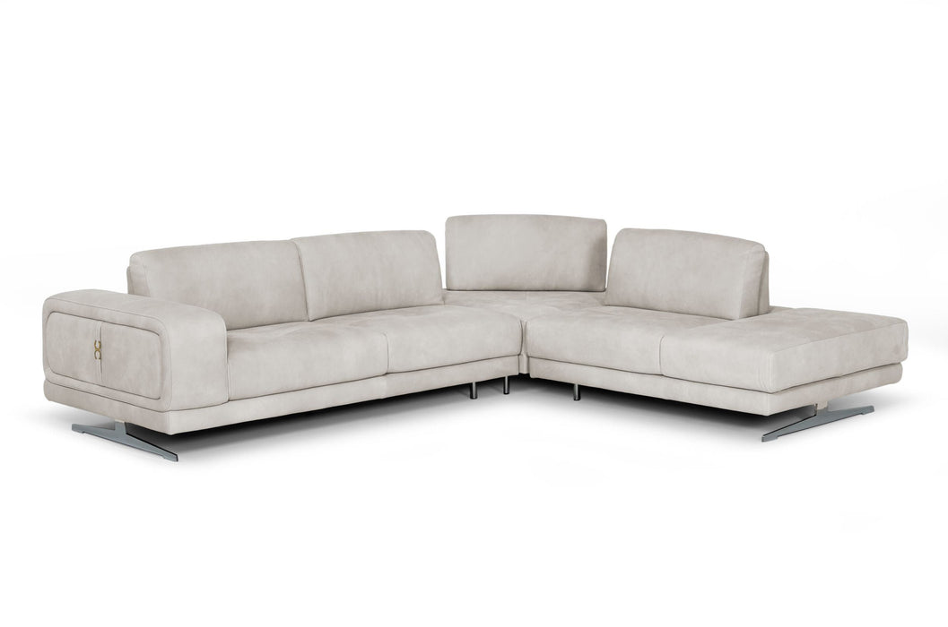 VIG Furniture - Coronelli Collezioni Mood Contemporary Light Grey Leather Right Facing Sectional Sofa - VGCCMOOD-SPAZIO-LT-GRY-RAF - GreatFurnitureDeal