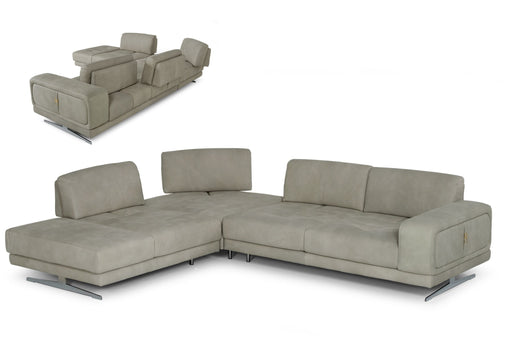 VIG Furniture - Coronelli Collezioni Mood - Italian Grey Leather Left Facing Sectional Sofa - VGCCMOOD-GRY-CLOUD-LAF-SECT - GreatFurnitureDeal