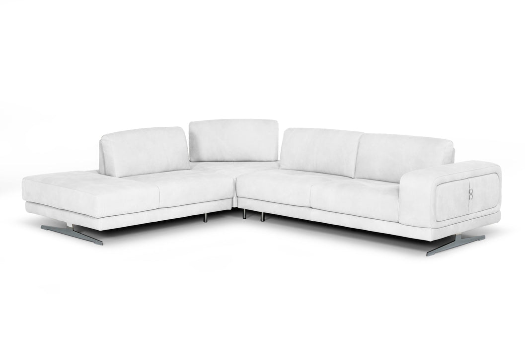 VIG Furniture - Coronelli Collezioni Mood Italian White Leather Left Facing Sectional Sofa - VGCCMOOD-SPAZIO-100-WHT-LAF-SECT - GreatFurnitureDeal