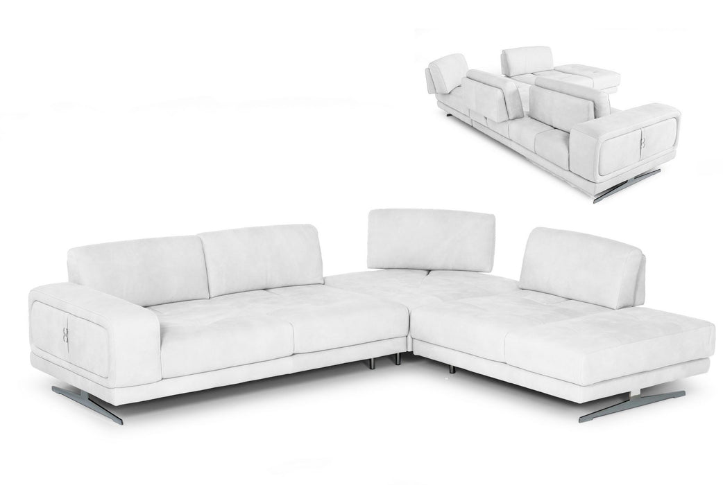 VIG Furniture - Coronelli Collezioni Mood Italian White Leather Right Facing Sectional Sofa -VGCCMOOD-SPAZIO-100-WHT-RAF-SECT