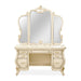 AICO Furniture - Platine De Royale Vanity with Mirror Glass Top & Bench in Tranquil/Champagne Gold - N09000VAN4-201 - GreatFurnitureDeal