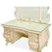 AICO Furniture - Platine De Royale Vanity with Mirror Glass Top & Bench in Tranquil/Champagne Gold - N09000VAN4-201 - GreatFurnitureDeal