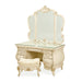 AICO Furniture - Platine De Royale Vanity with Mirror Glass Top & Bench in Tranquil/Champagne Gold - N09000VAN4-201 - GreatFurnitureDeal