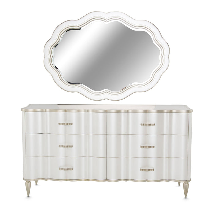 AICO Furniture - London Place Dresser with Mirror in Creamy Pearl - N9004050SA-260-112 - GreatFurnitureDeal