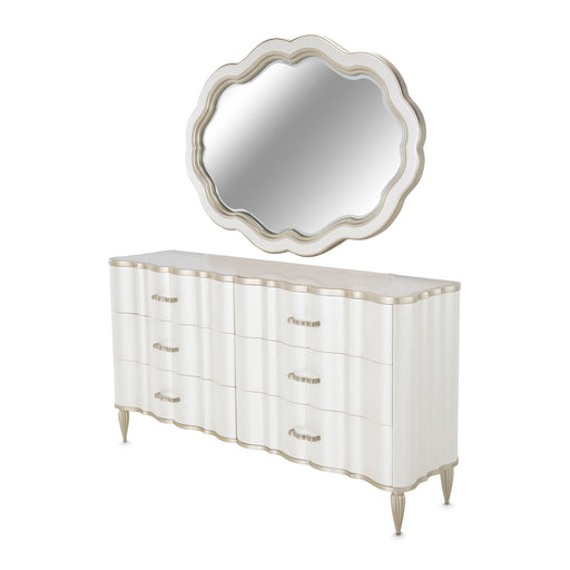 AICO Furniture - London Place Dresser with Mirror in Creamy Pearl - N9004050SA-260-112 - GreatFurnitureDeal