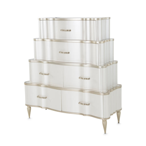 AICO Furniture - London Place Tiered Chest in Light Champagne - N9004070SA-112 - GreatFurnitureDeal